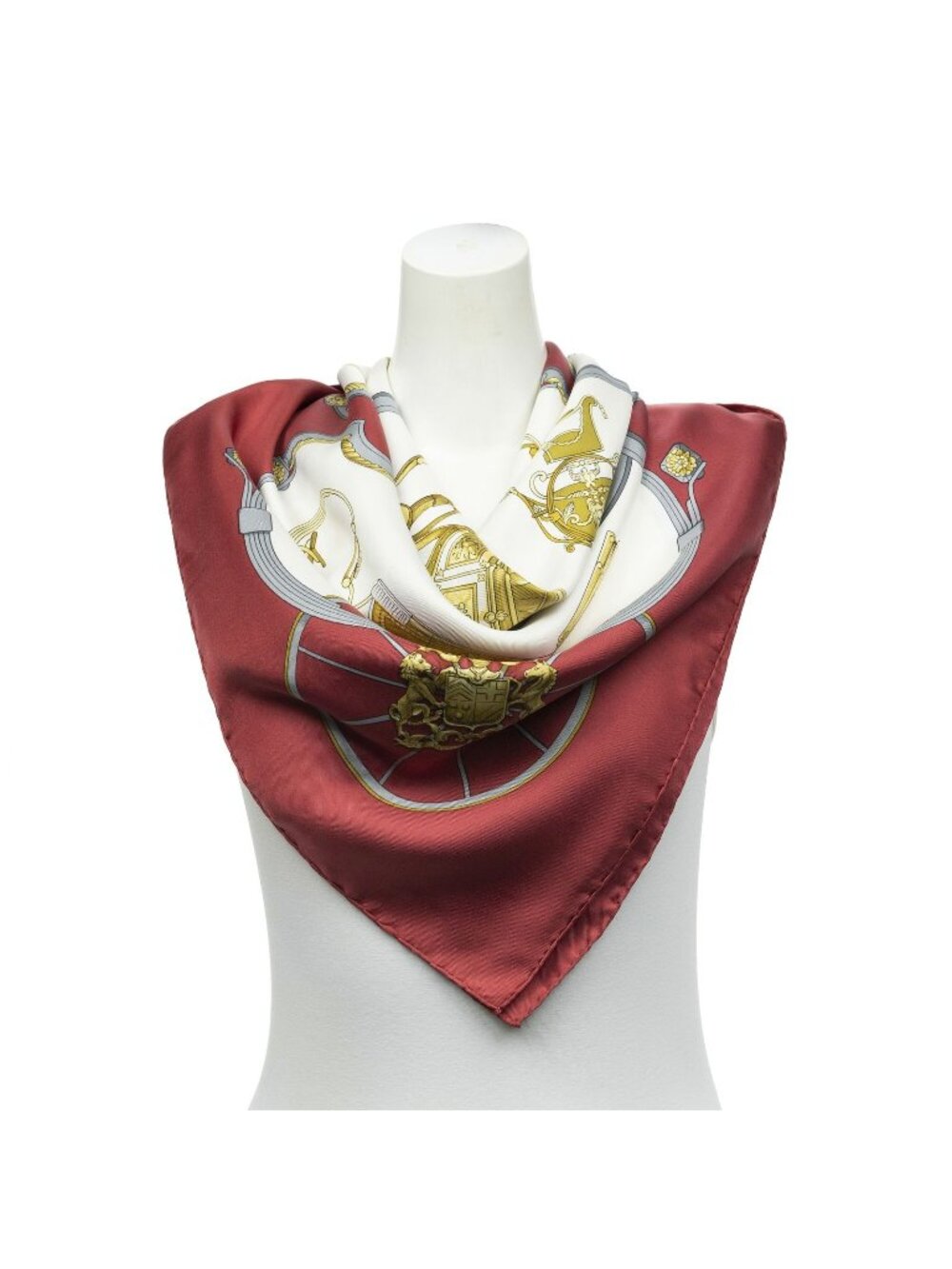 Hermes Scarf Dark Gray Ivory Goldtwill Silk